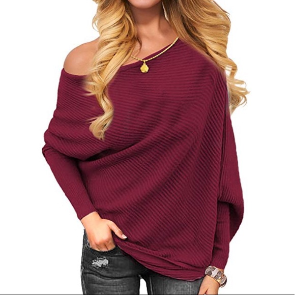 Sweaters - Beautiful women off shoulder long sleeve sweater